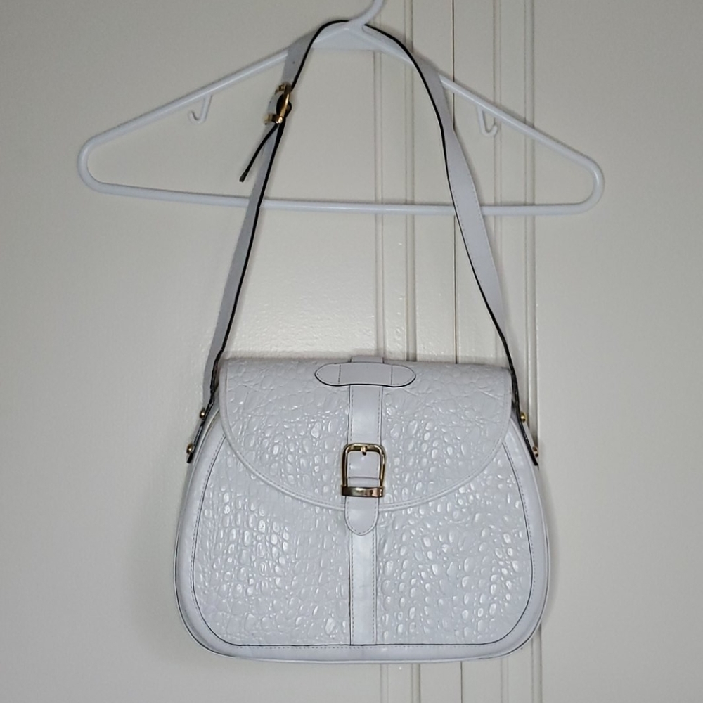 COPY - Old Vintage White Leather shoulder/sling b…